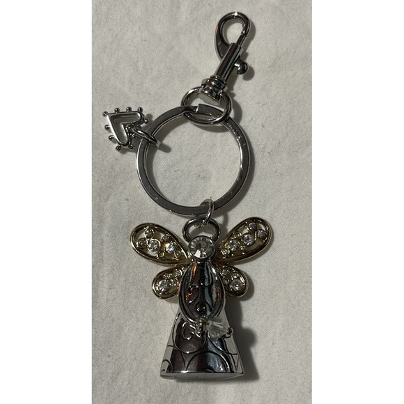 Accessories - Chico's Silver & Gold Tone Metal Engraved Angel w/ Clear Rhinestones Keychain